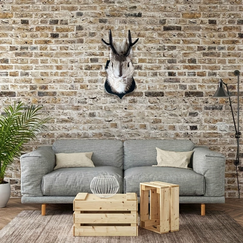 Whimsical Deer Head Wall Art - Wall Sculptures - Unique Taxidermy Mount Hanging Decoration for Home Wall with Realistic Antlers and Faux Fur