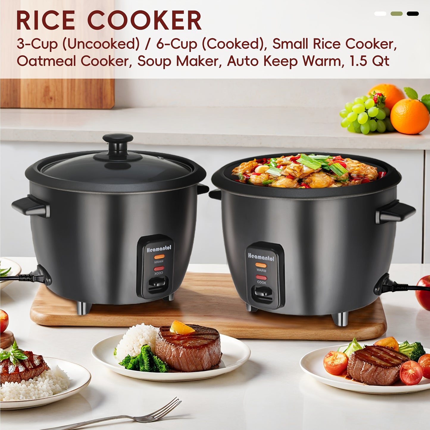 A Rice Cooker Featuring a Detachable Nonstick Pot, a Yogurt Maker with an Automatic Keep Warm Setting, And a Generous Capacity of 6 Cups (Cooked) Or 1. 5 Quarts, And 3 Cups (Uncooked). It Operates with a Single Touch And Serv
