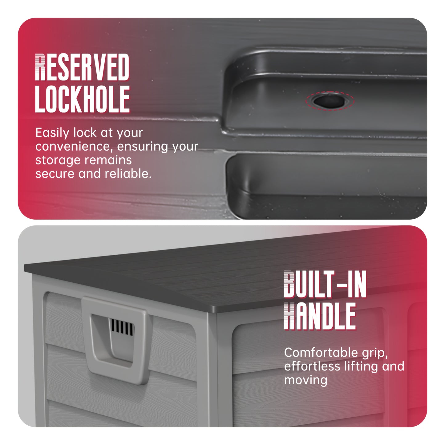 75 Gallon Resin Deck Storage Box with Handles, Storage Container for Home, Kitchen, Retail Stores, And Merchandise Organization
