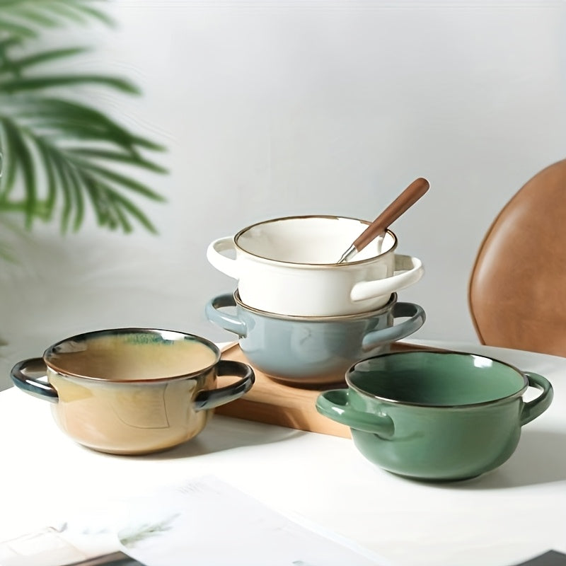 4pcs Color Dopamine Color Matching Ceramic Binaural Bowl