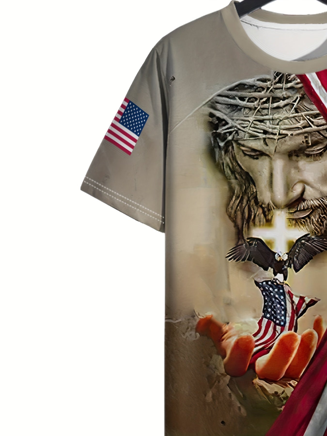 Patriotic Jesus Eagle American Flag Short Sleeve T Shirt