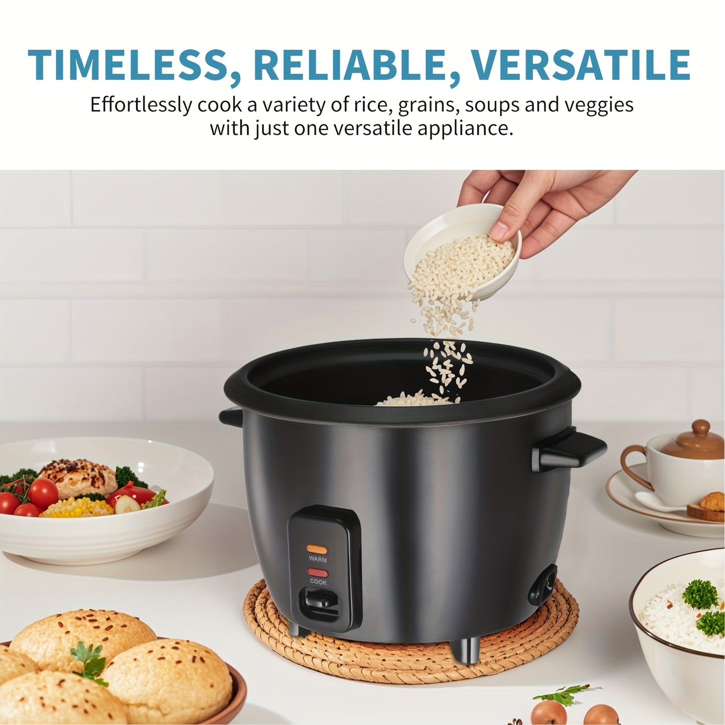 A Rice Cooker Featuring a Detachable Nonstick Pot, a Yogurt Maker with an Automatic Keep Warm Setting, And a Generous Capacity of 6 Cups (Cooked) Or 1. 5 Quarts, And 3 Cups (Uncooked). It Operates with a Single Touch And Serv