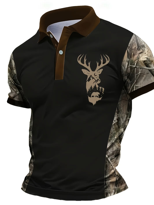 Quick Dry Camouflage Deer Print Shirt For Men Hiking