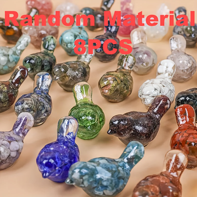[Natural Crystal Turtle] 8pcs Natural Crystal Stone Handmade Turtle - Reiki Chakra, Home Decoration, Outdoor Crystal Ornament, Aqua Set Decoration, Pocket Crystal Pet with Gift Box Package, New Year's, Valentine's Day Gift, H