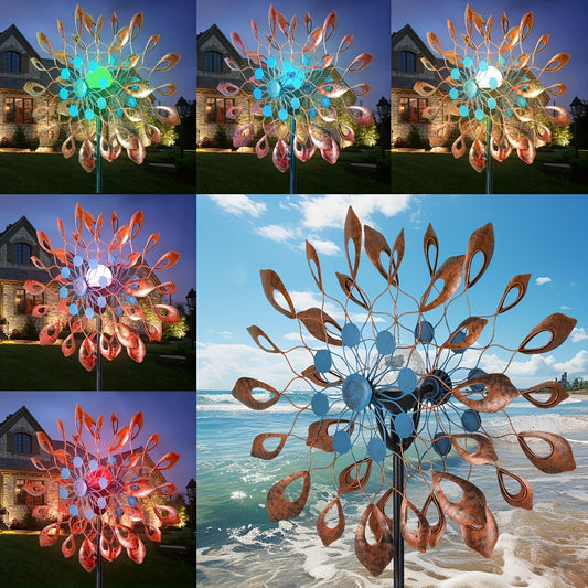 No Electricity Wind Garden Art Dual Rotors Kinetic Spinner