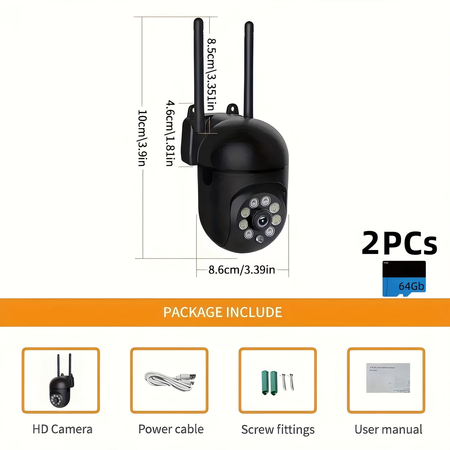 FULL HD 1080P WIFI 4Pcs Surveillance Camera - Indoor And Outdoor Long Range Night Vision Camera - 355 Degree Intercom Home Security Camera, 2.4G Home Security System, AI Mobile Detection, Two-Way Audio, Color Night Vision, Wi