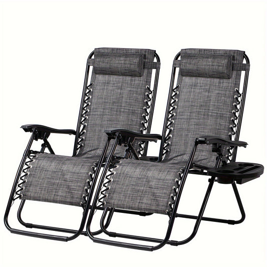 Nazhura Set Of 2 Relaxing Recliners Patio Chairs Grey