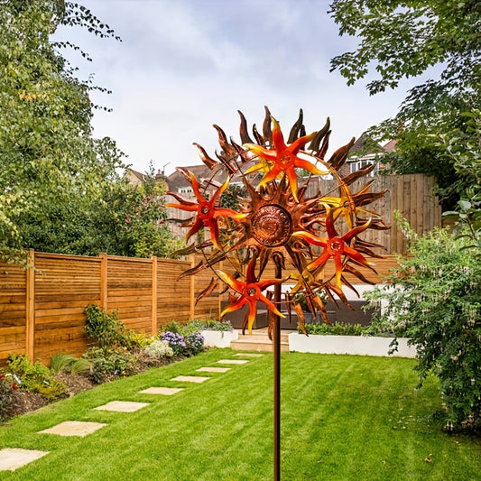 1pc Large Metal Wind Spinner Garden Stake Decor Outdoor Art