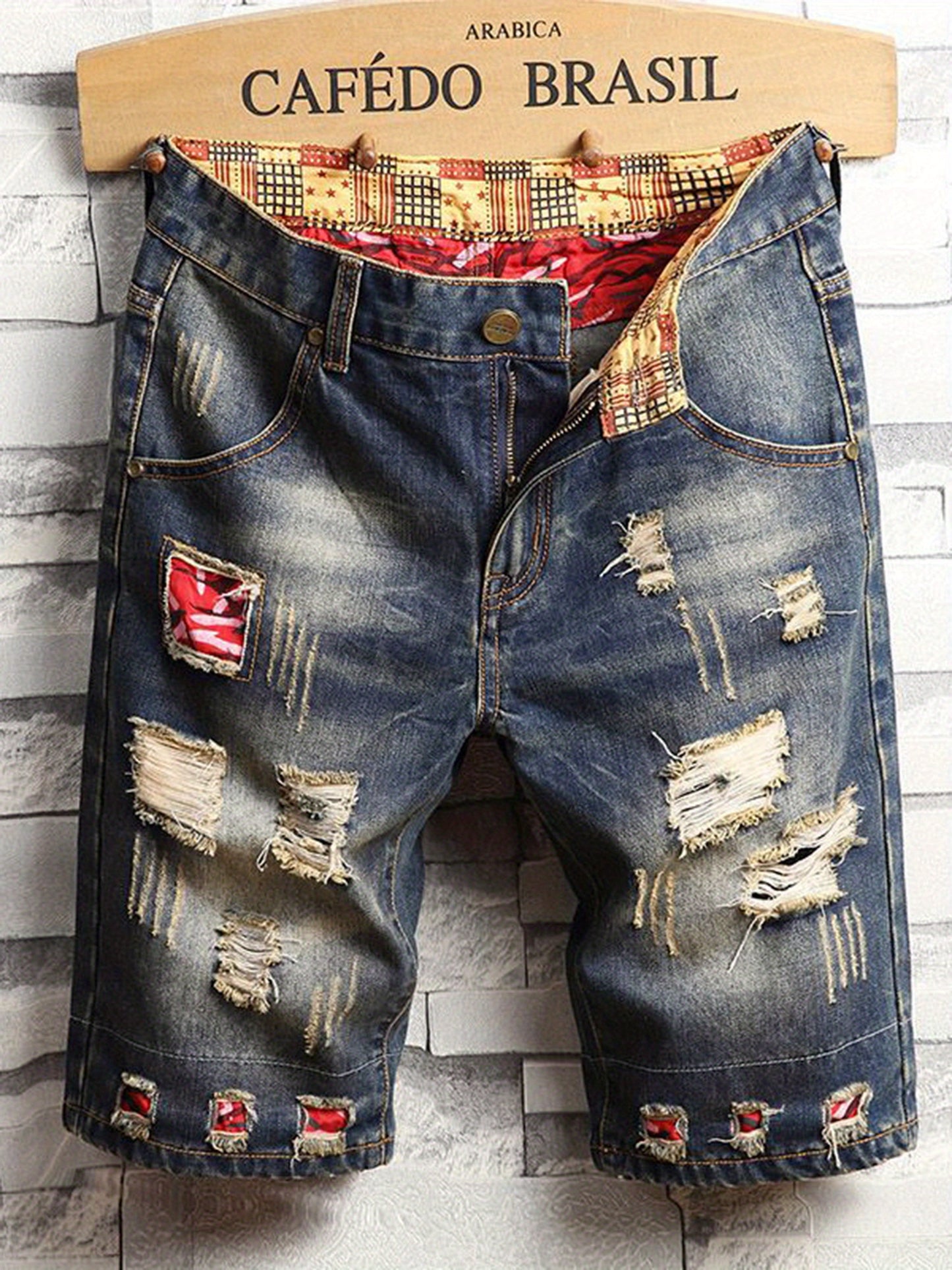 One Pair of Men's Ripped Shorts Vintage Summer Style