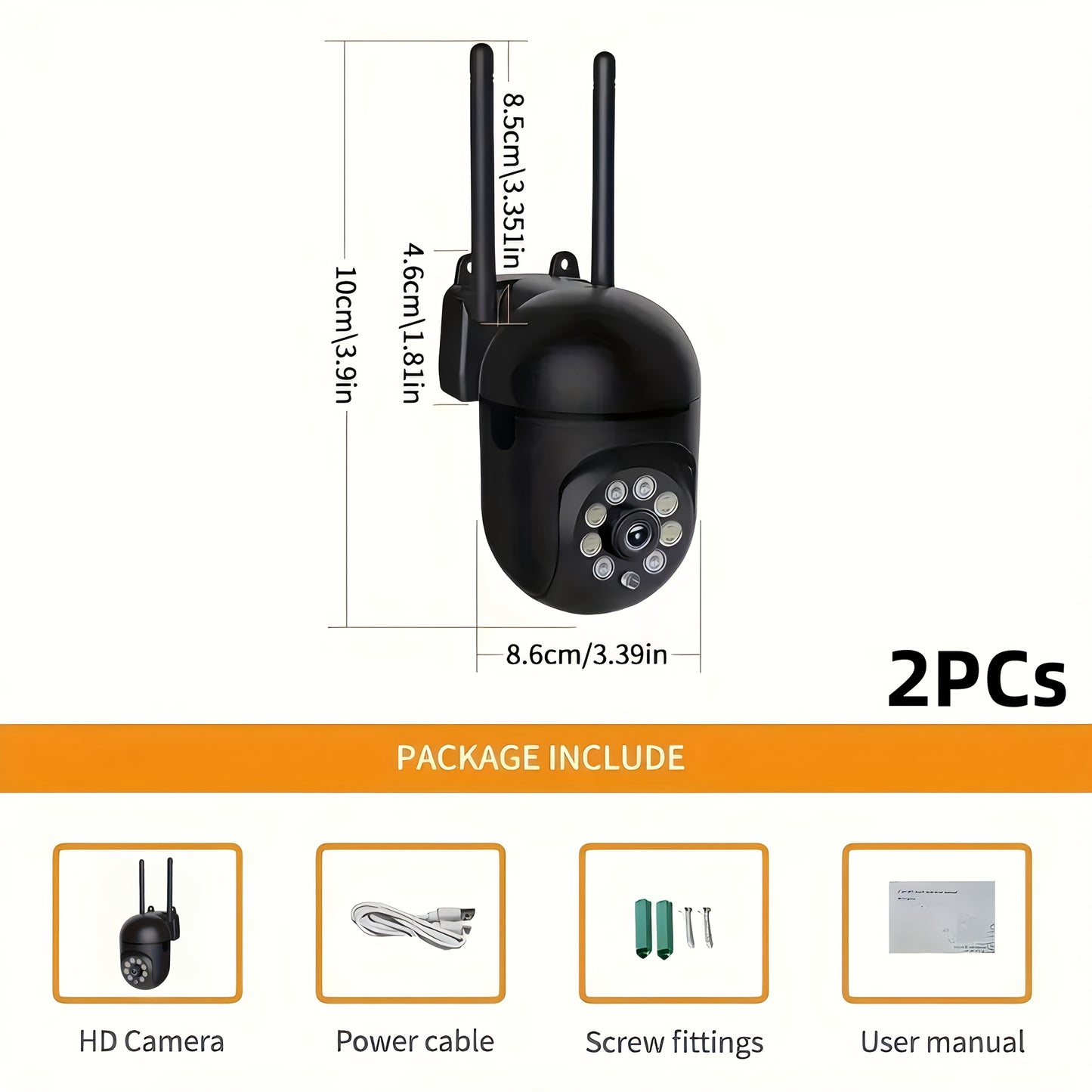 FULL HD 1080P WIFI 4Pcs Surveillance Camera - Indoor And Outdoor Long Range Night Vision Camera - 355 Degree Intercom Home Security Camera, 2.4G Home Security System, AI Mobile Detection, Two-Way Audio, Color Night Vision, Wi