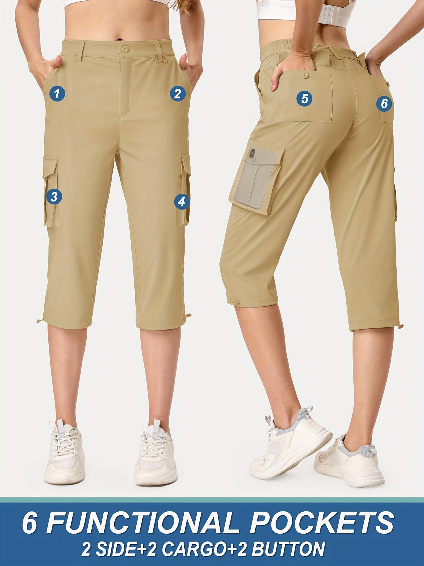 KEFITEVD Women's Hiking Cargo Shorts Lightweight Quick Dry