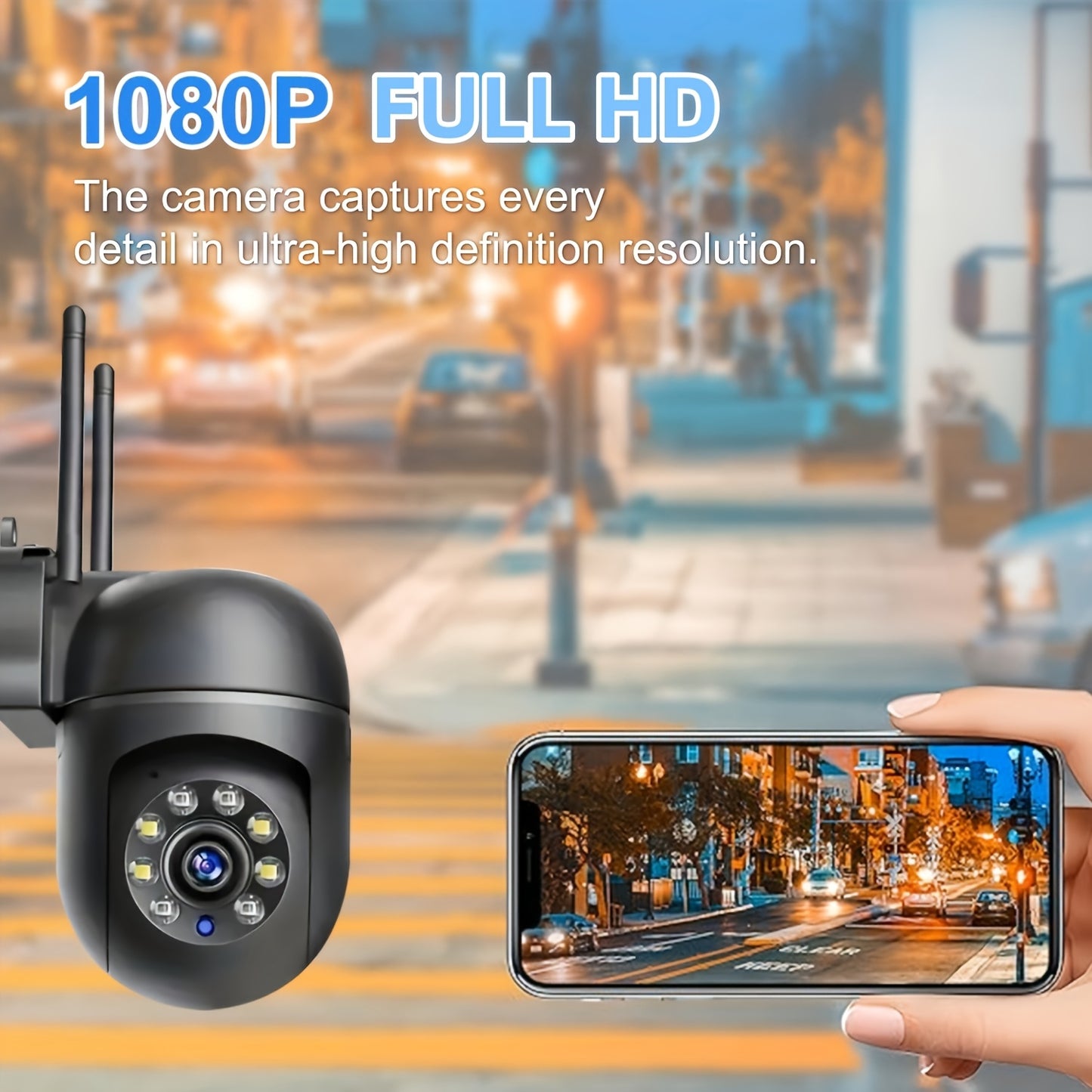 FULL HD 1080P WIFI 4Pcs Surveillance Camera - Indoor And Outdoor Long Range Night Vision Camera - 355 Degree Intercom Home Security Camera, 2.4G Home Security System, AI Mobile Detection, Two-Way Audio, Color Night Vision, Wi