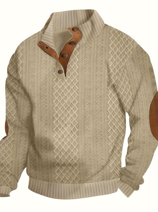 Grey Men's Sporty Hoodie with Diamond Pattern and Orange Accents